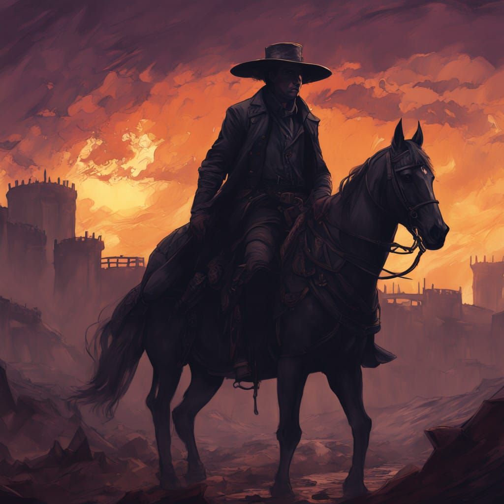 Dark Fantasy Silhouette in Foggy Mexican Ghost Town