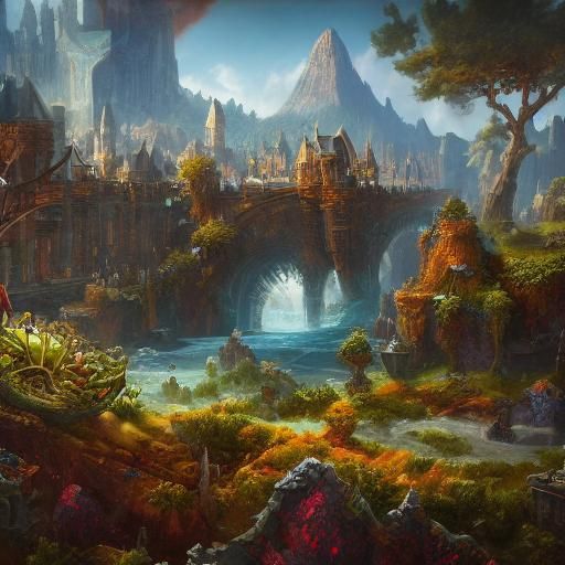 Fantastical Food in Detailed Matte Painting Style