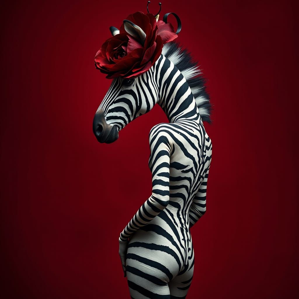 Surreal Zebra Goddess in Bold Stripes