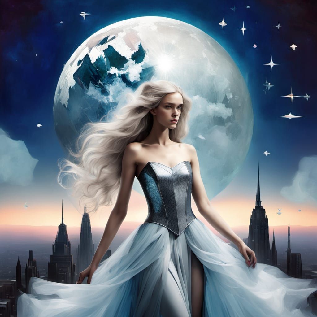 Vibrant Geometric Cityscape in Futuristic Style