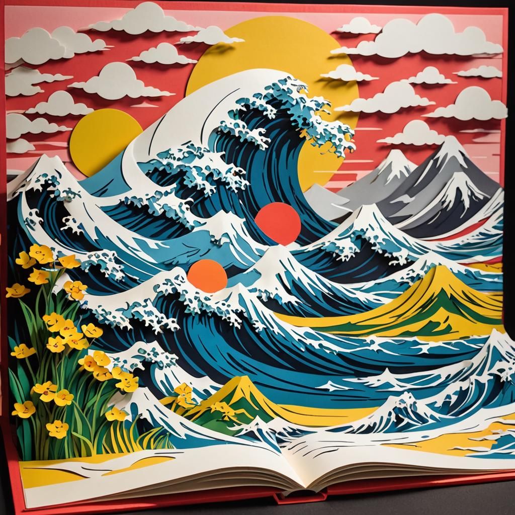 Kanagawa Wave in Pop Art Pop-Up Book