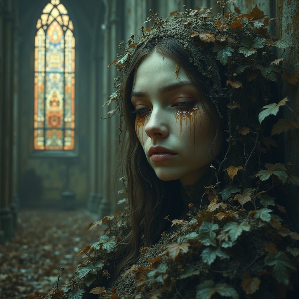 Android's Lament: Oil Tears in Digital Ruins