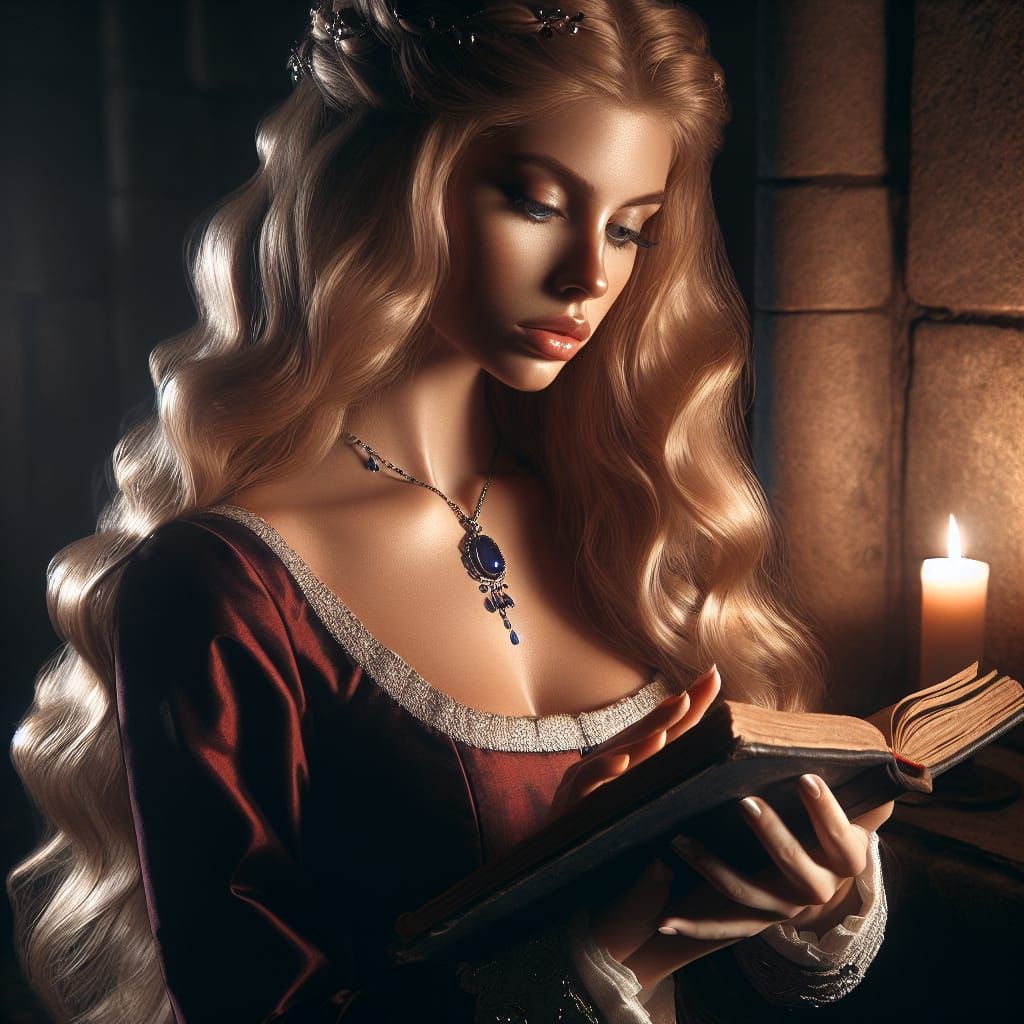 Norse Goddess in Candlelit Reverie