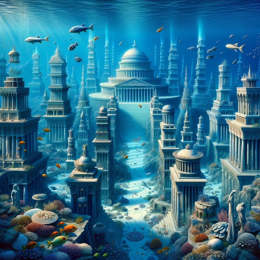 Atlantis: A Submerged City of White Marble