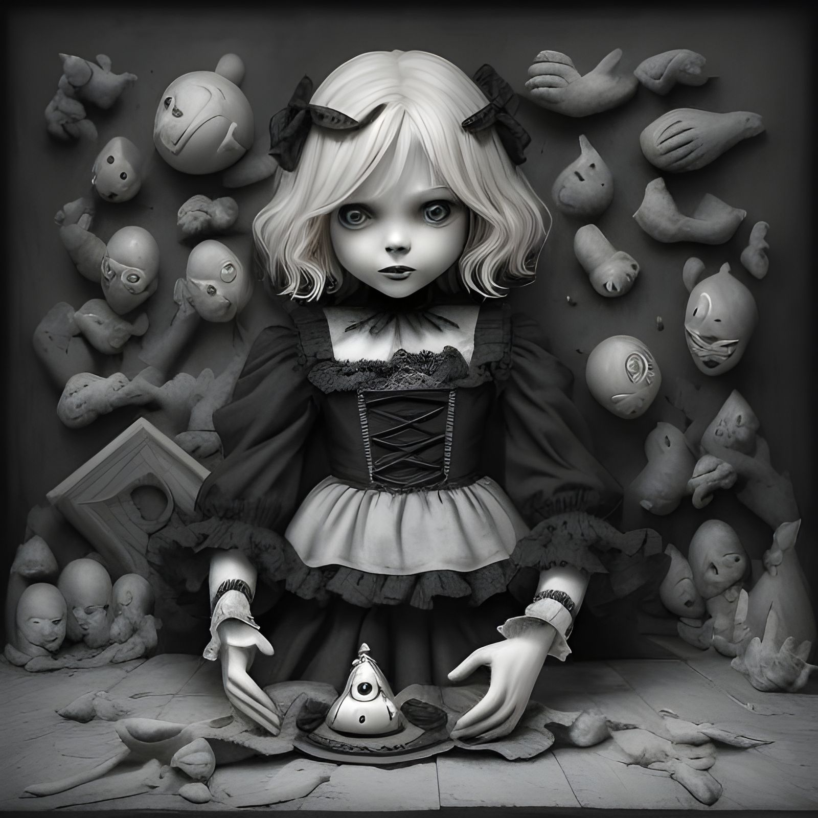 Creepy Haunted Doll in Whimsical Comic Art