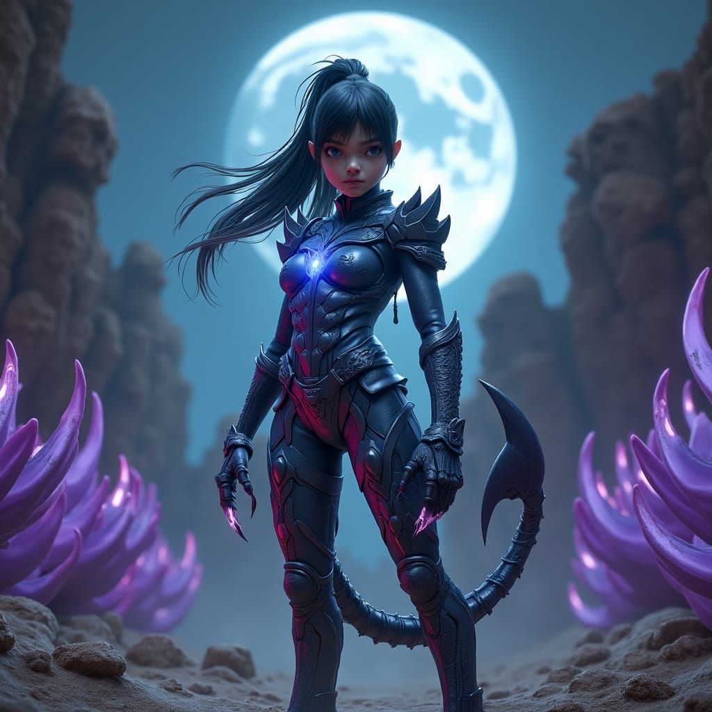 Scorpion Girl in Mystical Desert Landscape