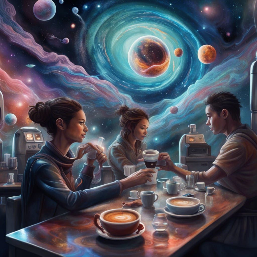 Cosmic Cafe: Extraterrestrial Baristas in Space, Hyperrealis...