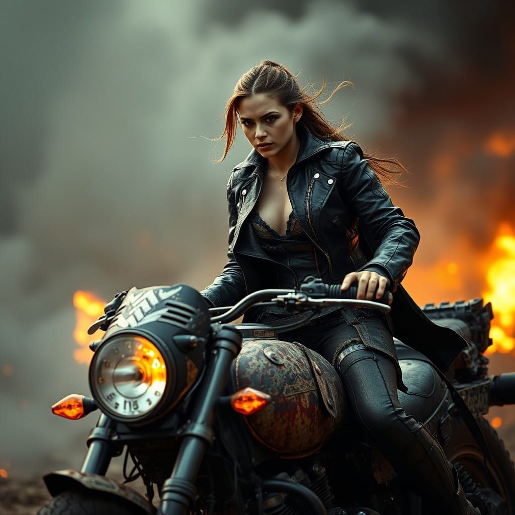 A girl on a motorcycle