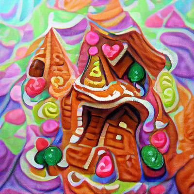 Gingerbread House in a Gouache Candyland