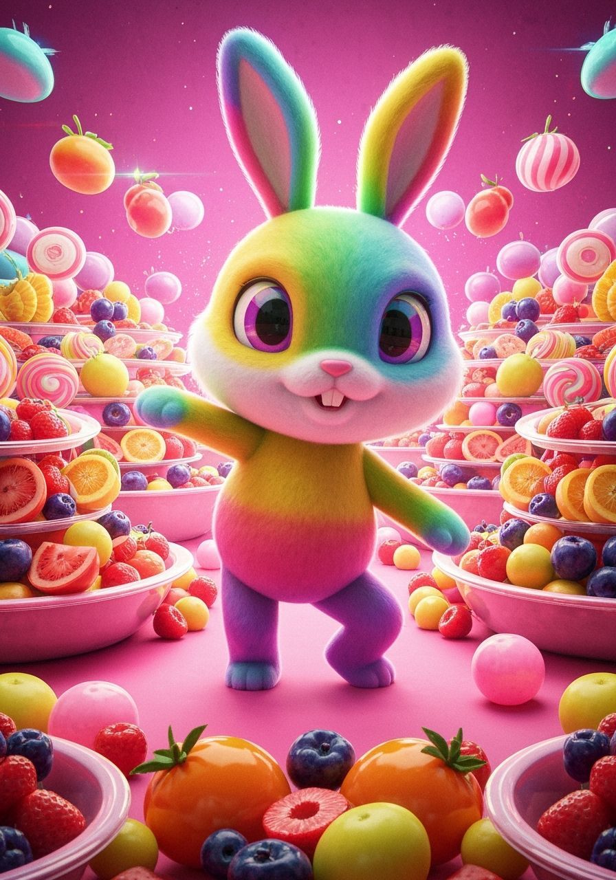 Rainbow Rabbit at Hyperpop Fruit Buffet