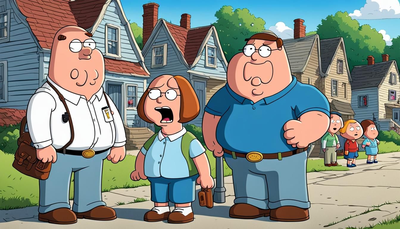 Family Guy Cult Scene in Cartoon Style