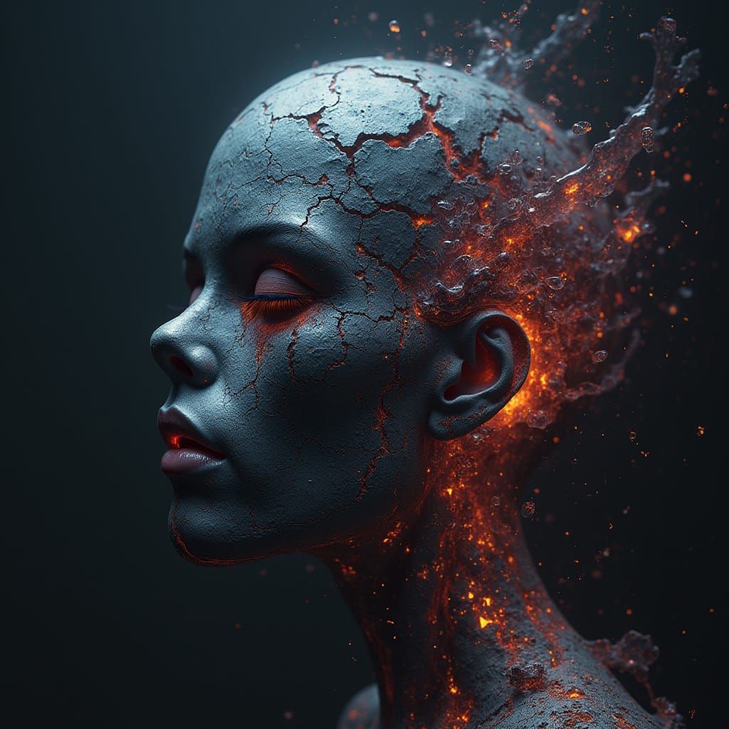 Surreal Dripping Head: A Dark Digital Art