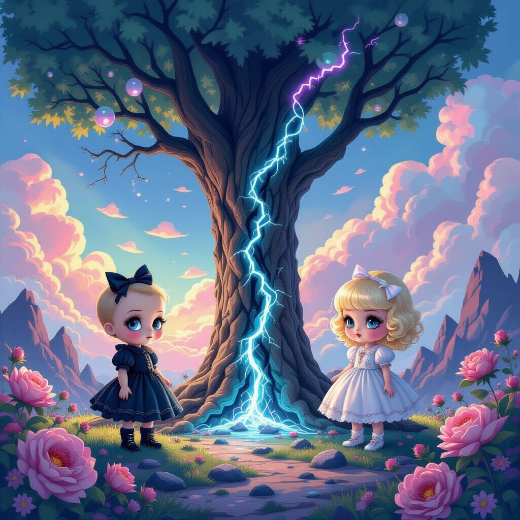 Dual World Tree Split by Lightning