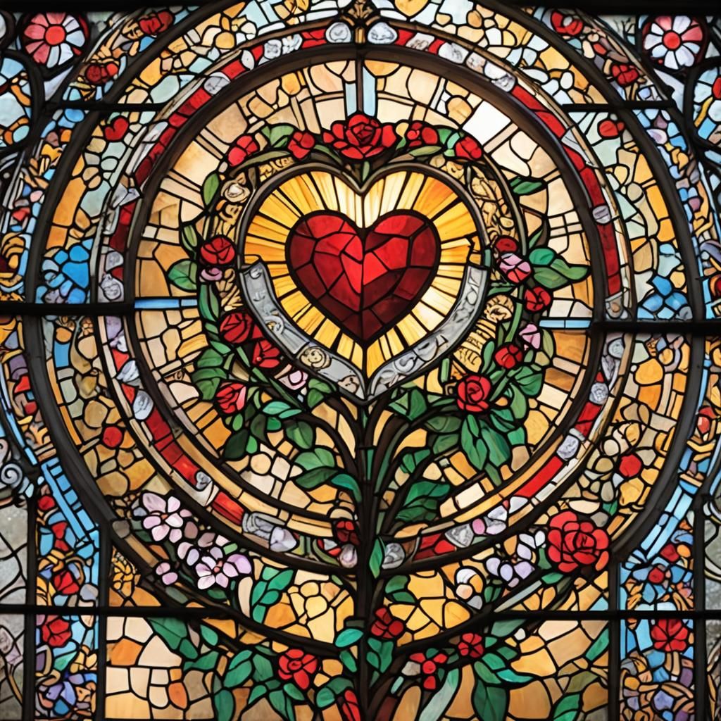 Valentine's Day Stained Glass Window Art