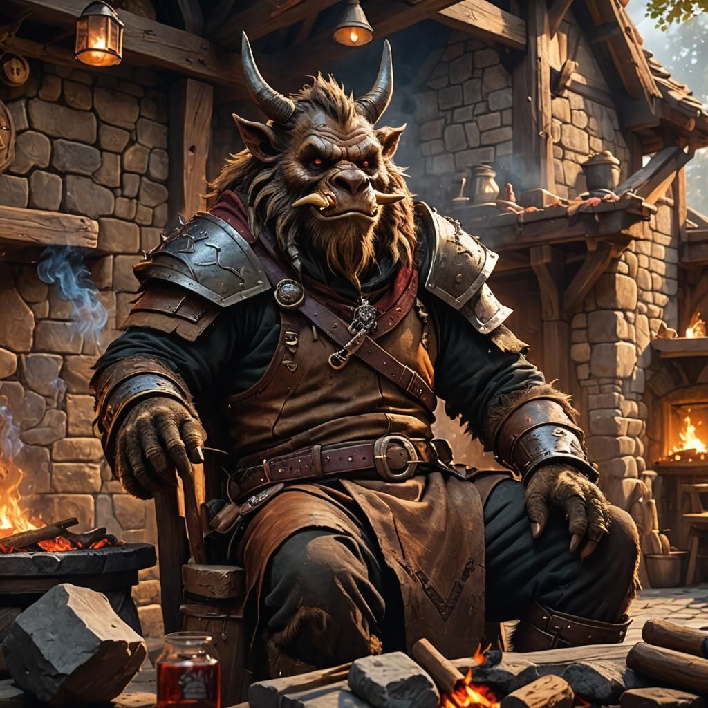 Bugbear in Tavern: Hyper-Realistic Digital Matte Painting