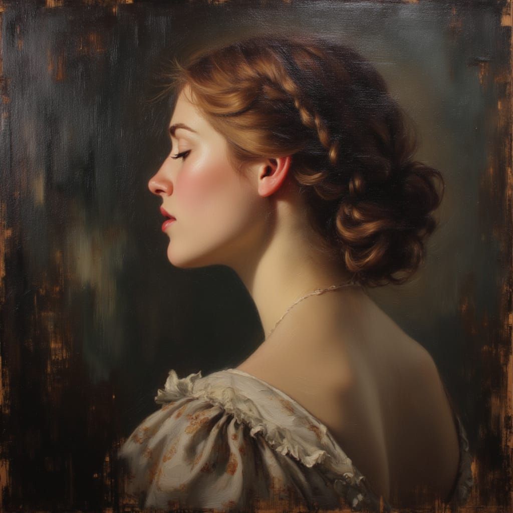 Edwardian Duchess in Heavy Impasto Oil Painting