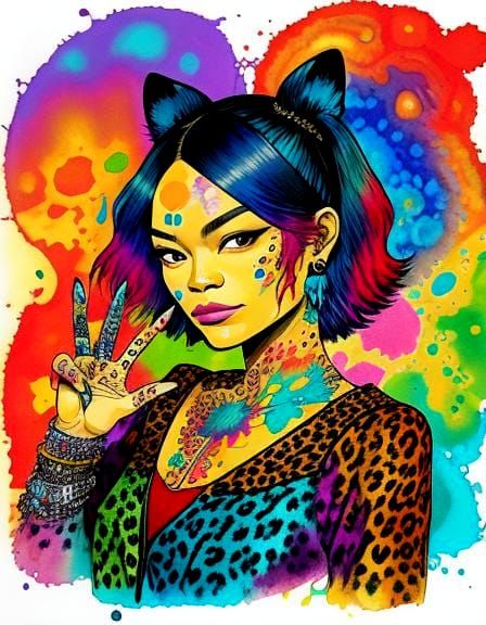 Eartha Kitt Portrait in Flowing Alcohol Ink Style