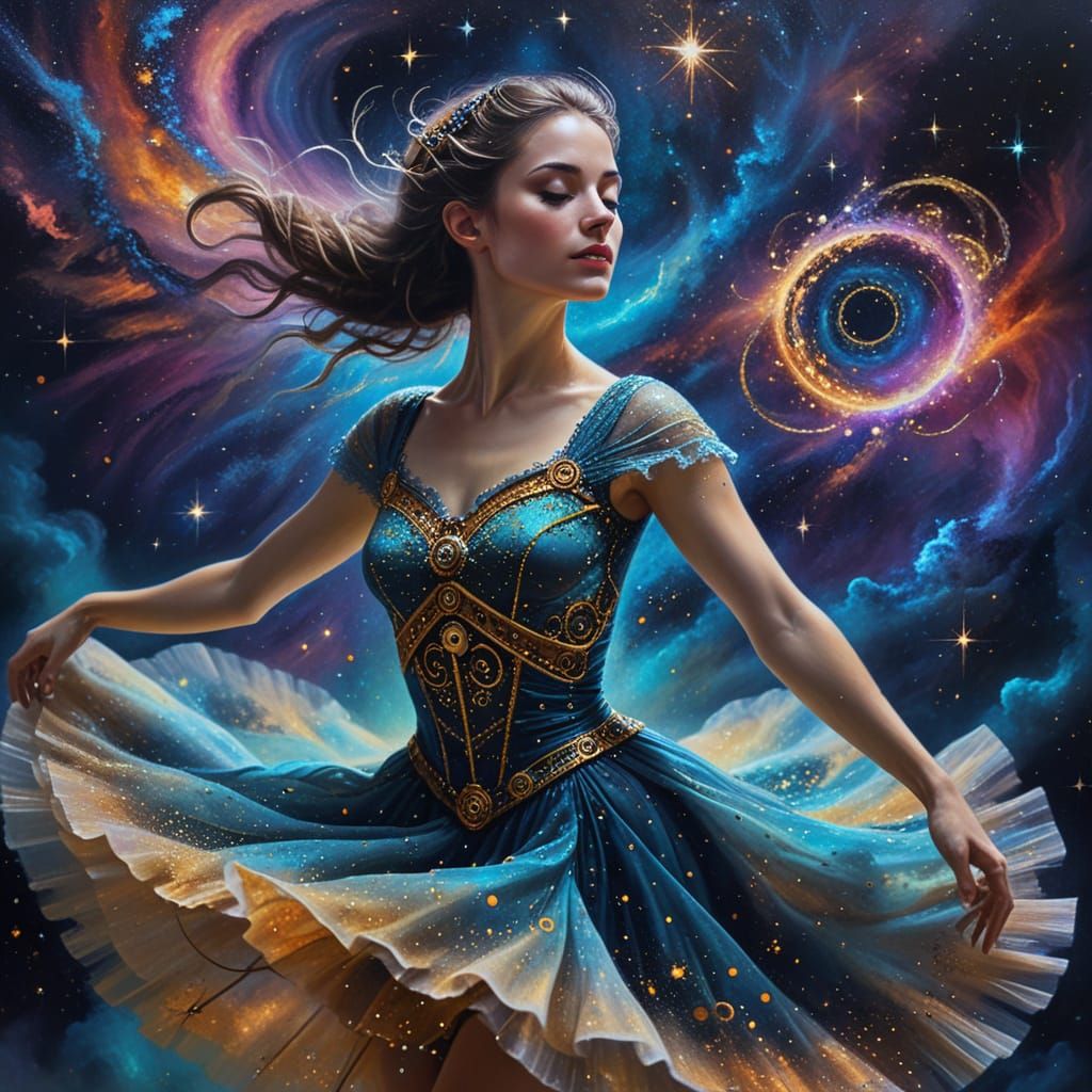 Clockwork Ballerina Dancing in a Nebula