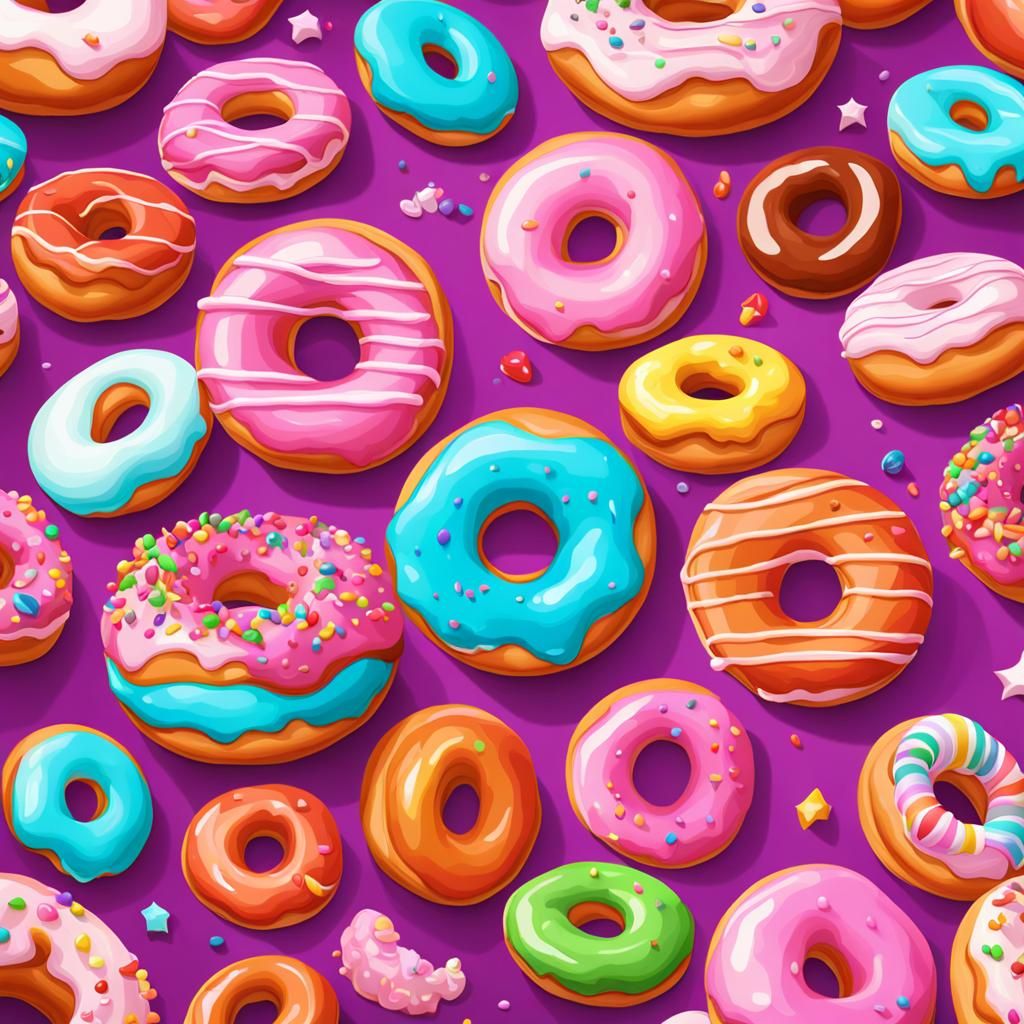 Saturn Doughnuts in Whimsical Candy Art Style