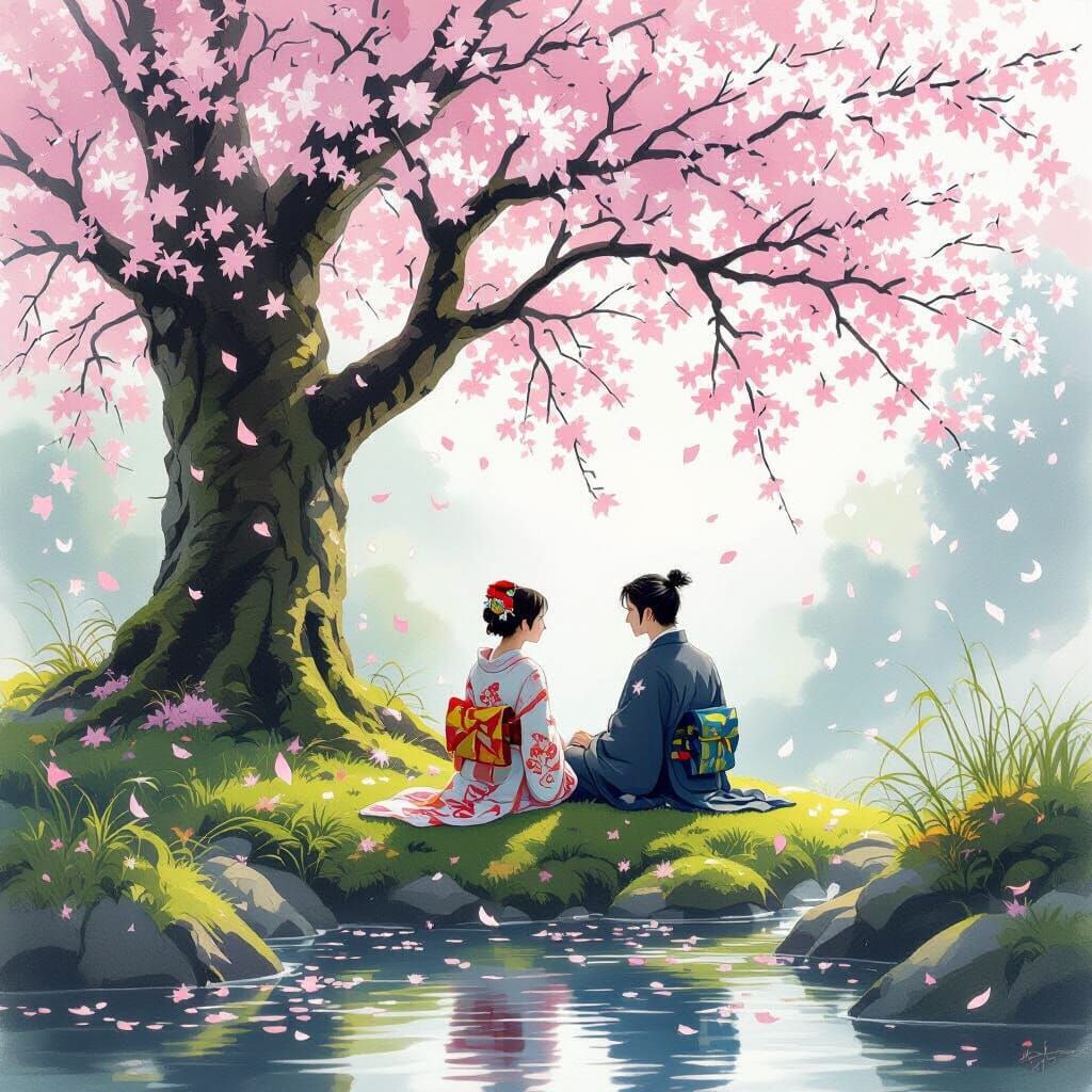 Luminous Sakura Tree: Romantic Fantasy Art