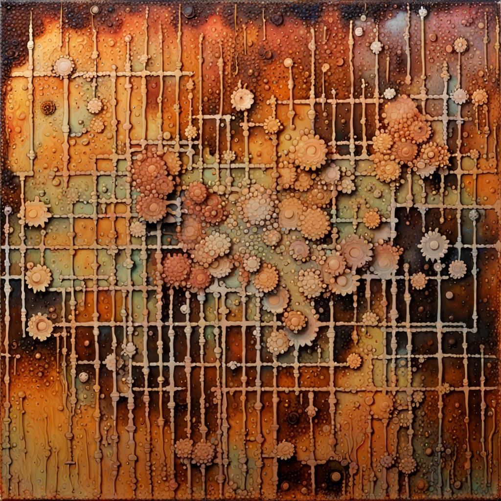 Surreal Hallucinatory Transformation in Folk Art Style