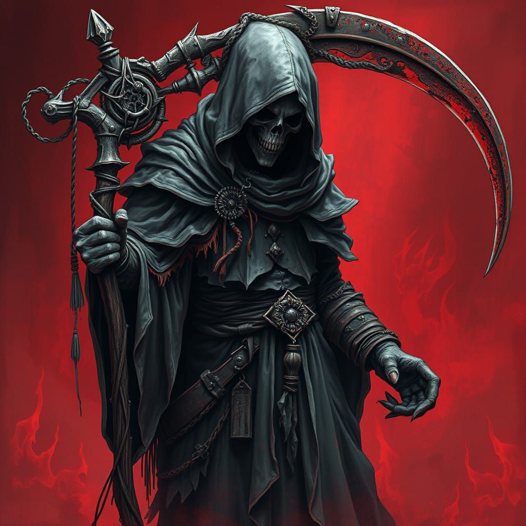 Dark Fantasy Reaper in Gothic Metal Style