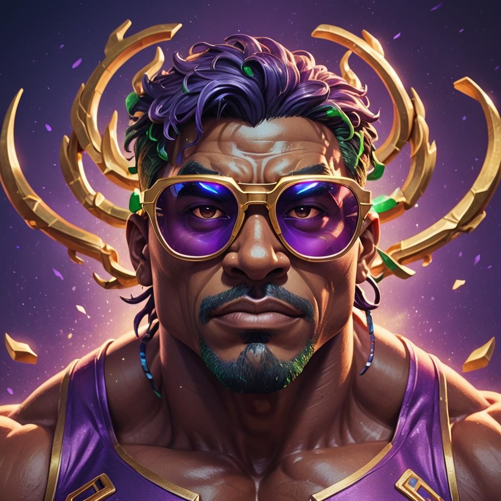 Buff Emoji with Glasses in a Fantasy Setting