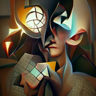 Clairvoyant in Abstract Cubist Style