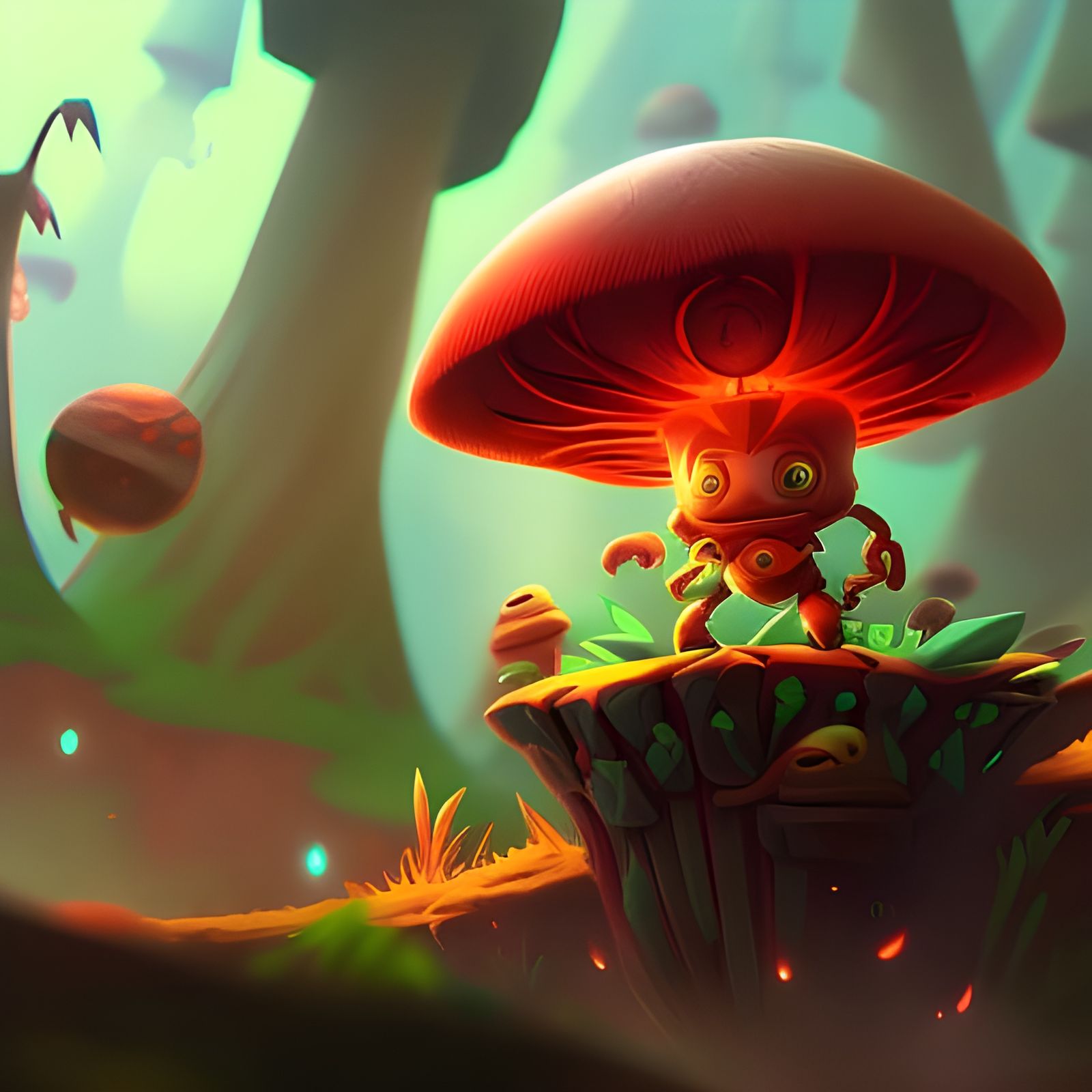 Chibi Mushroom Gremlin in Hyperdetailed 3D Art