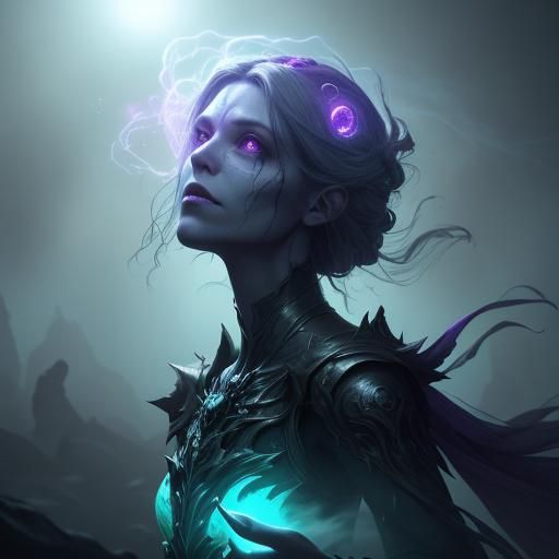 Ethereal Zombie in Glowing Orb, Digital Art