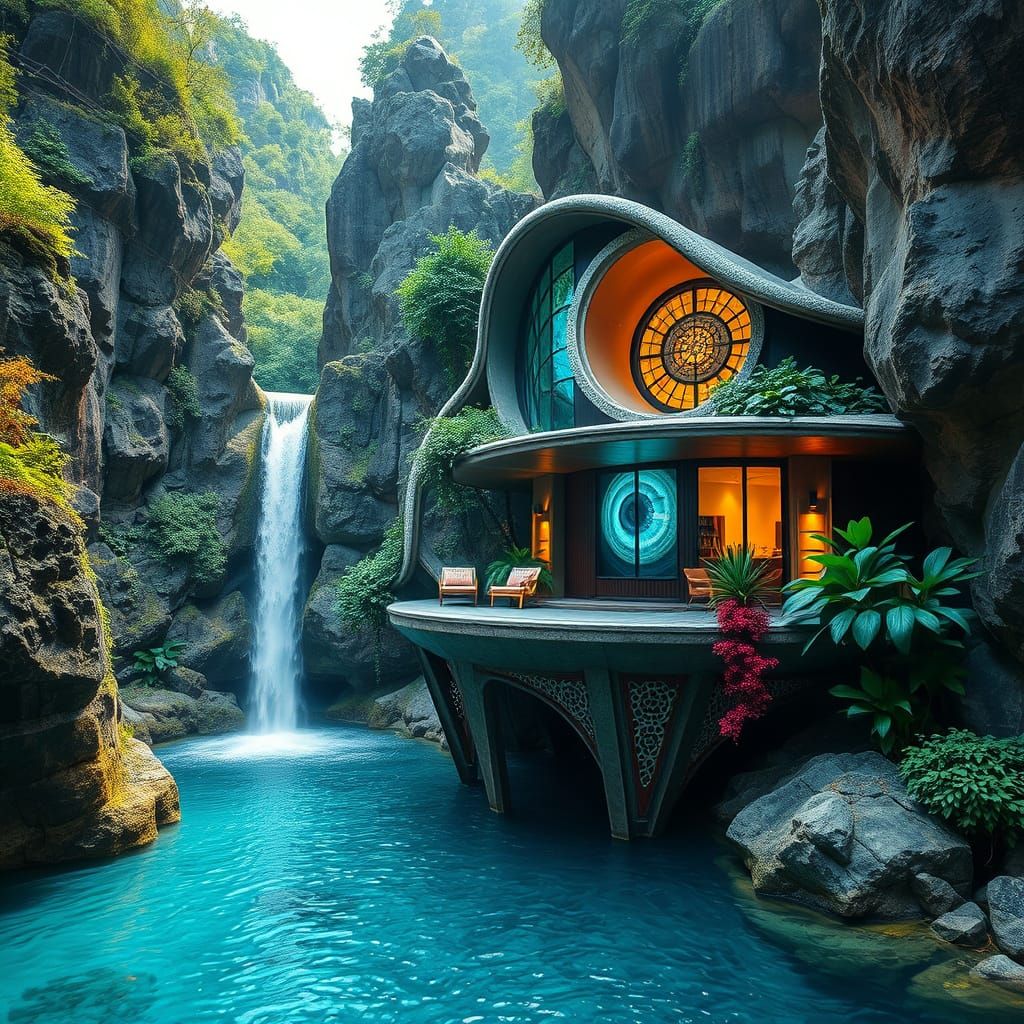 futuristic lagoon house
