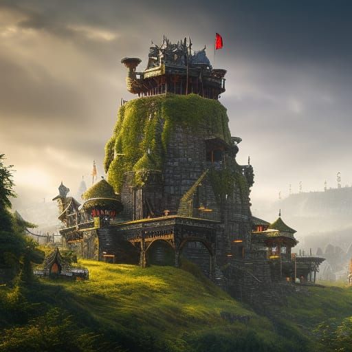 Dark Fantasy Bandit Fort in Woods