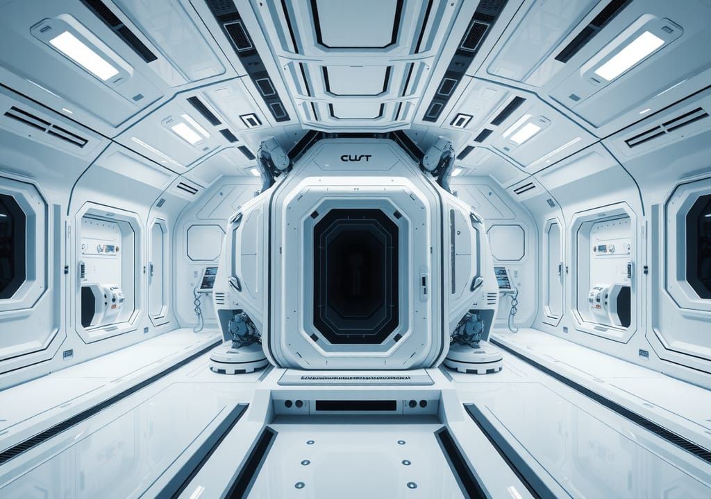 Symmetrical High-Tech Machine in Futuristic Style