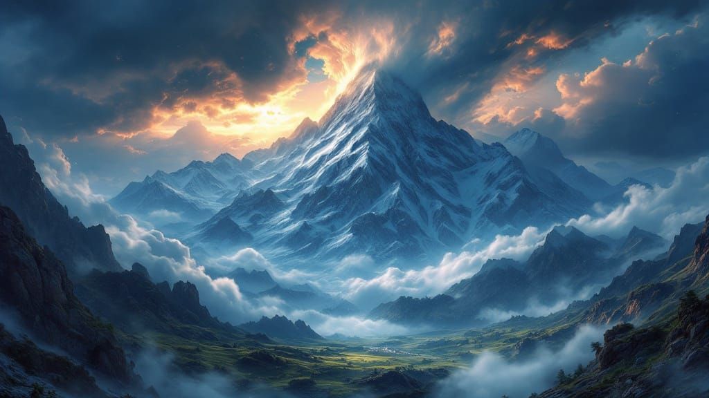 Fantastical Mountain Stormscape in Deep Color