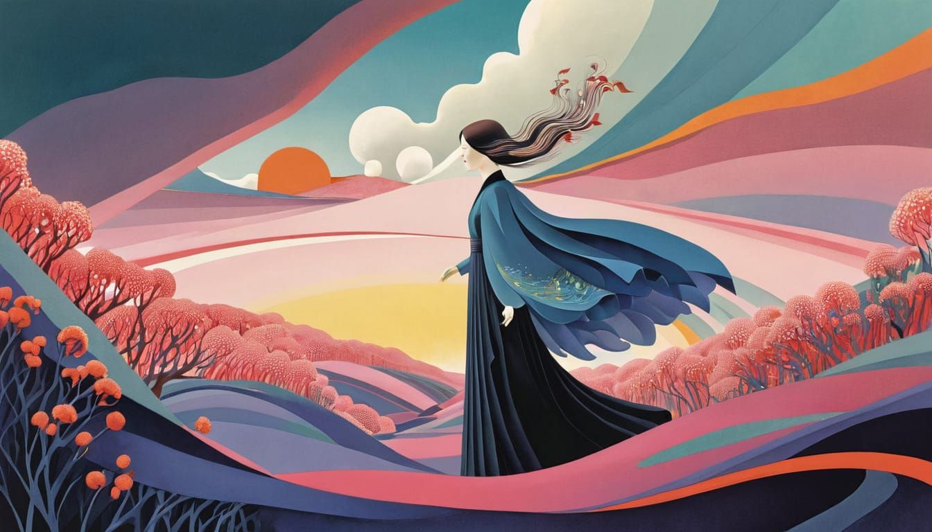 Surreal Floral Paper-Cut Digital Art