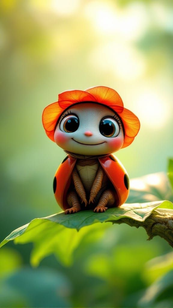 Whimsical Ladybug in Floral Crown