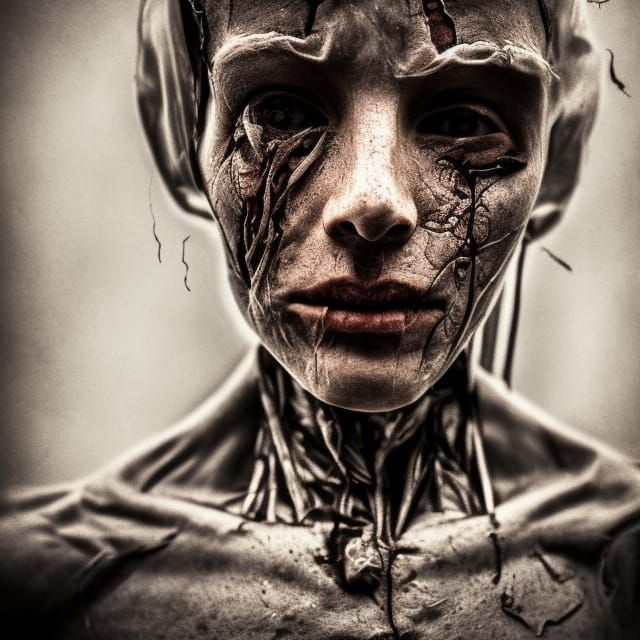 Broken Exterior, Whole Inside: Hyperrealistic Portrait