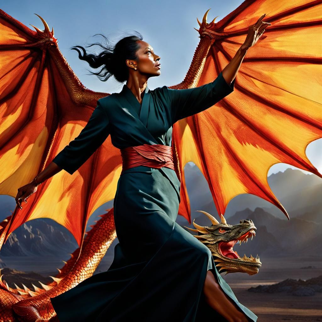 Dramatic Dragon Portrait Inspired by Historical Painting