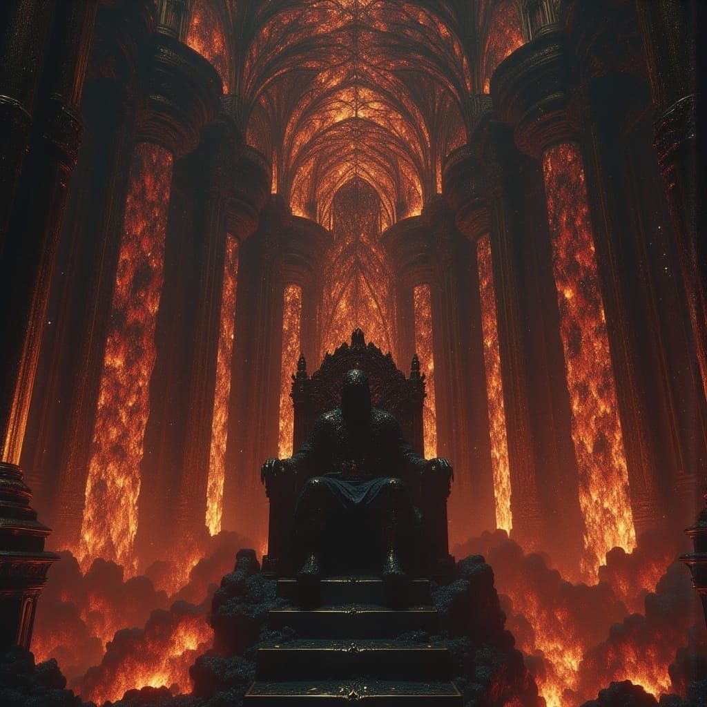 Regal Throne Room with Waterfall of Fire