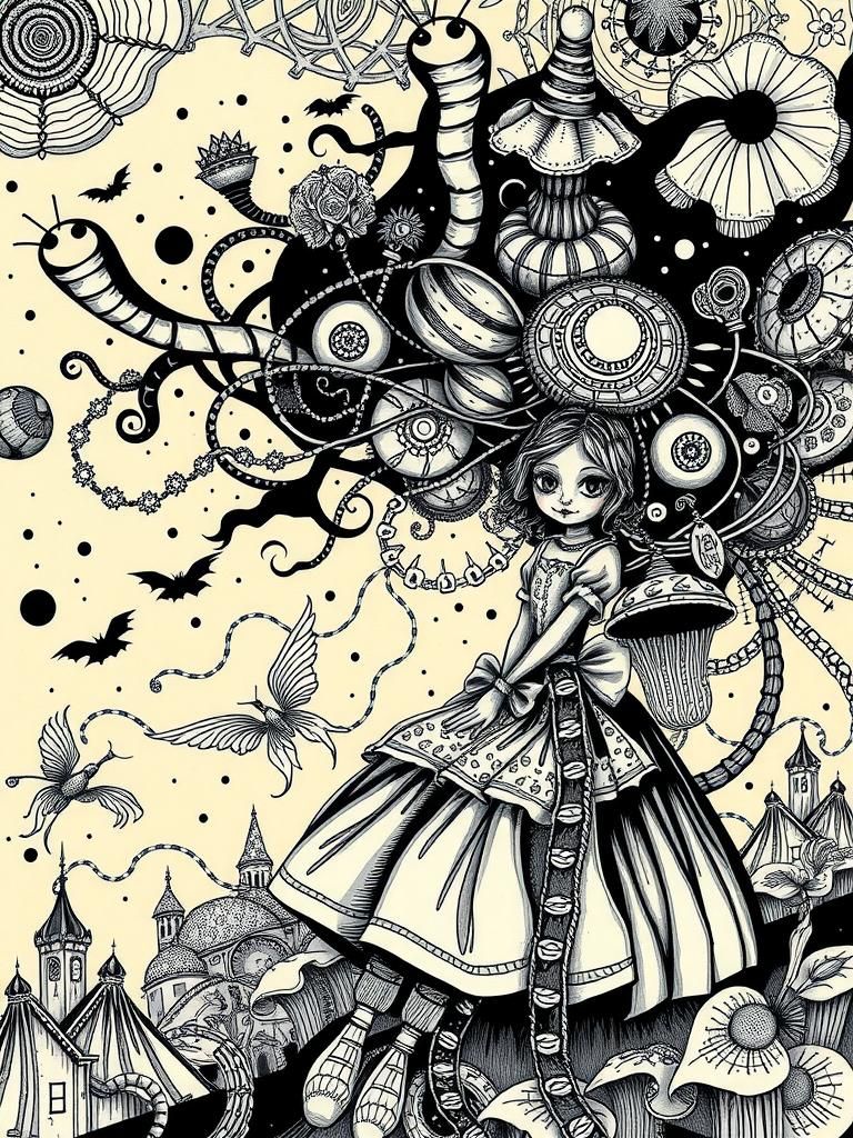 Nightmarish Alice in Wonderland, Corrupted Digital Art