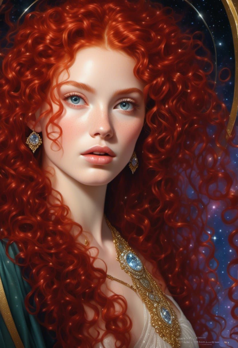 Red-Haired Goddess with Diamond Dust and Moonbeams