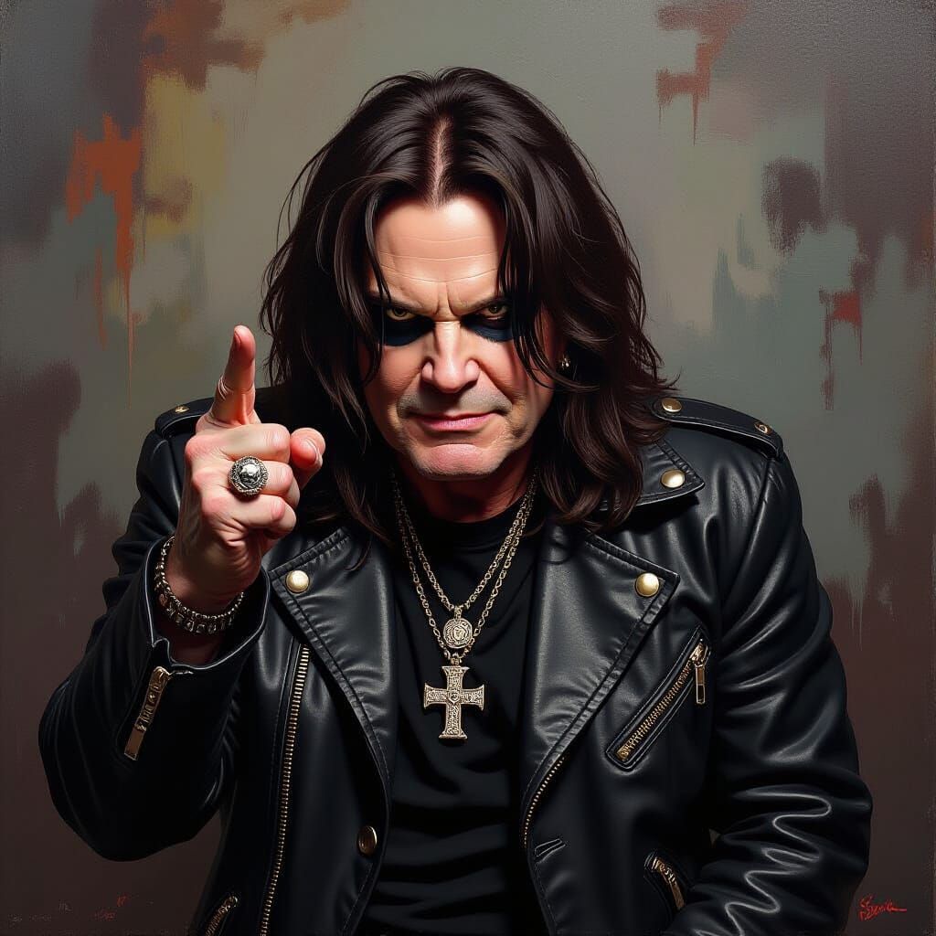 Ozzy Osbourne Portrait in Oil Painting Style