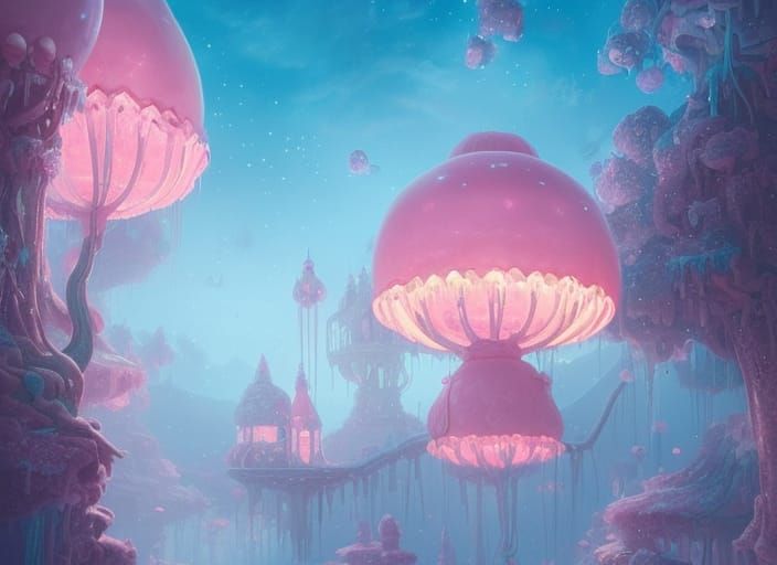 Pink Bubblegum Treehouse in a Candy Forest