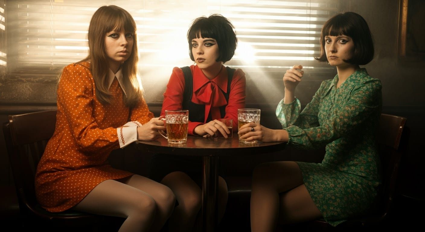 A Retro 1970s Bar Scene in a Gritty, Cinematic Style
