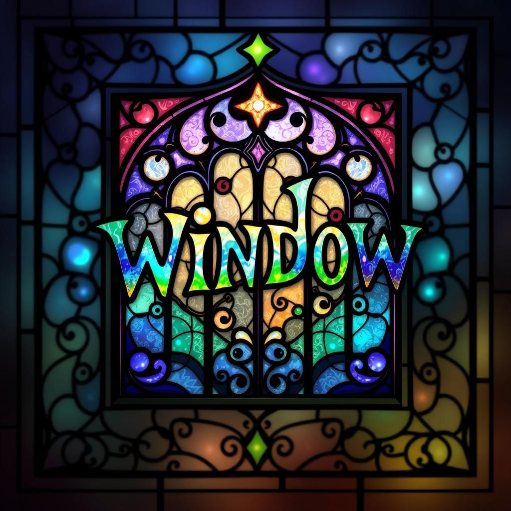 Stained Glass Window with "Window" Text