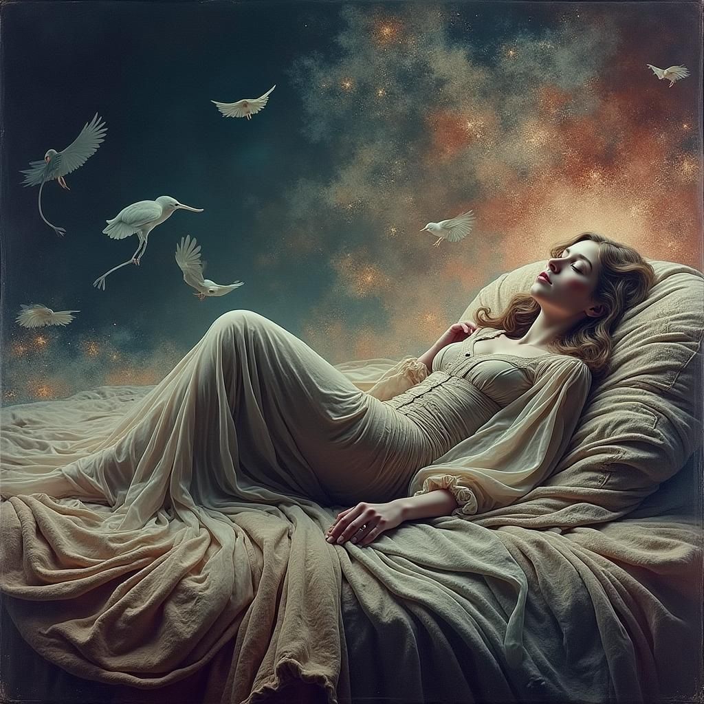 Sleeping Woman in Dreamlike Golden Light