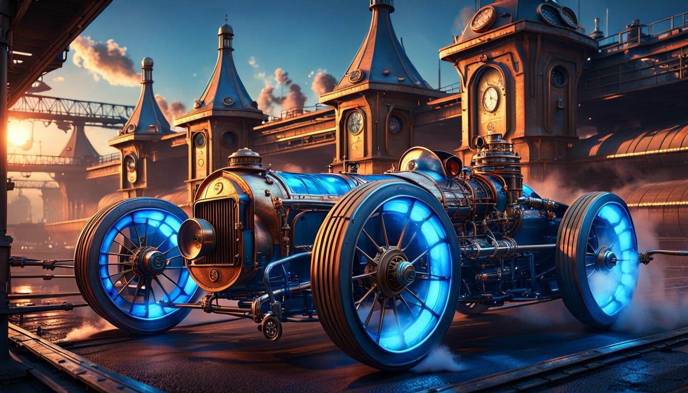 Steampunk Speedway with Race Cars and Models