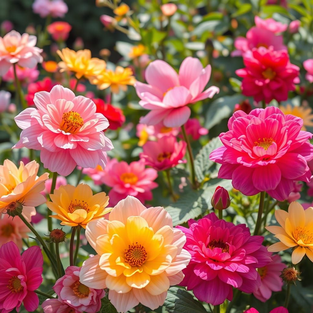 Blooming Flowers in Impressionistic Style