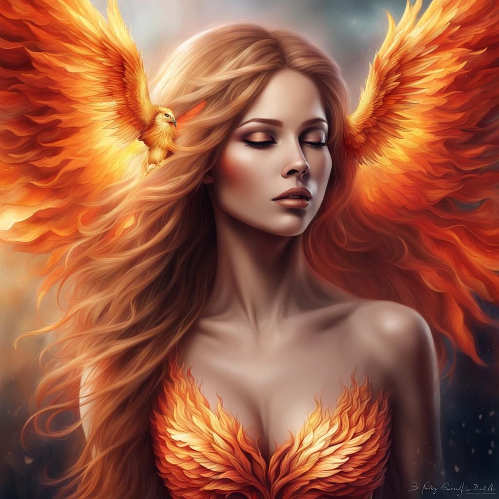 Phoenix Rising: Empowered Woman in Digital Art