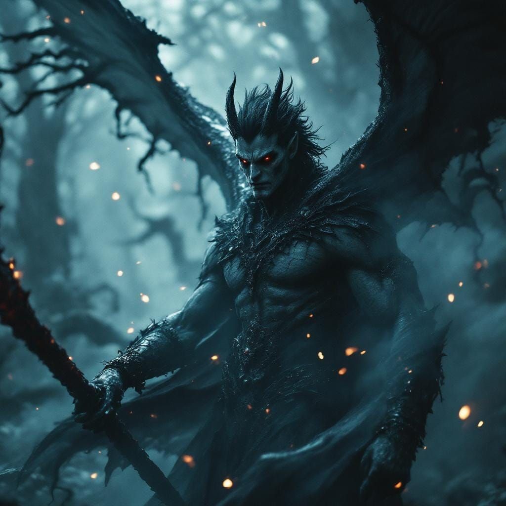 Handsome Vengeful Man Displaying Dark Power